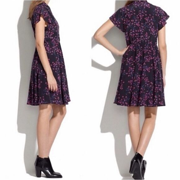 Madewell Silk Dress in Night Orchid Floral Size 6 / excellent - Picture 3 of 8